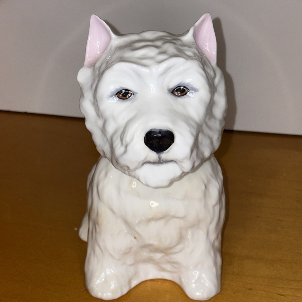 Vintage 1970s Royal Adderley White Westie Dog Bone China Empty Decanter See Pics